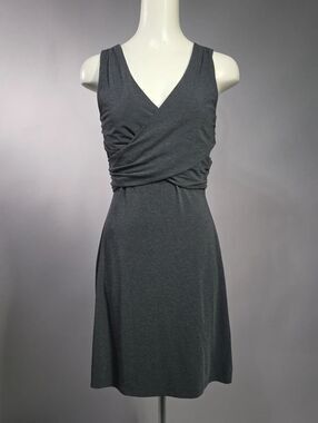 Athleta Charcoal Wrap-Detail V-Neck Dress R14